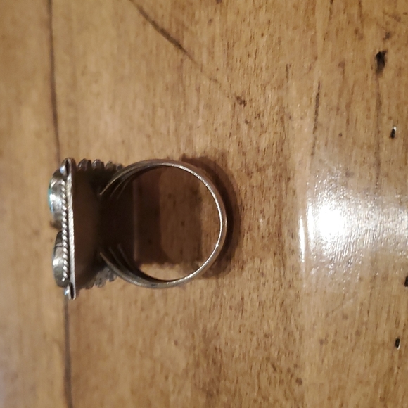 10 Stone Sterling Turquoise Ring. Size 9 - Picture 3 of 6